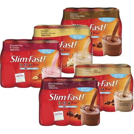 Slim Fast 3-2-1 Shakes 8ct, 2pk Value Bundle