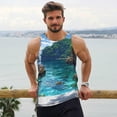 thumbnail image 6 of Pofeuu Tropical Paradise Window View Print Men's Workout Tank Tops Sleeveless Muscle Gym Shirt Quick Dry-Large, 6 of 7