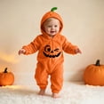 thumbnail image 6 of Xdegoge Newborn Infant Baby Halloween Pumpkin Romper Hooded Fleece Jumpsuit Winking Face Cute Fall Winter Warm Outfit for Boys Girls, 6 of 6