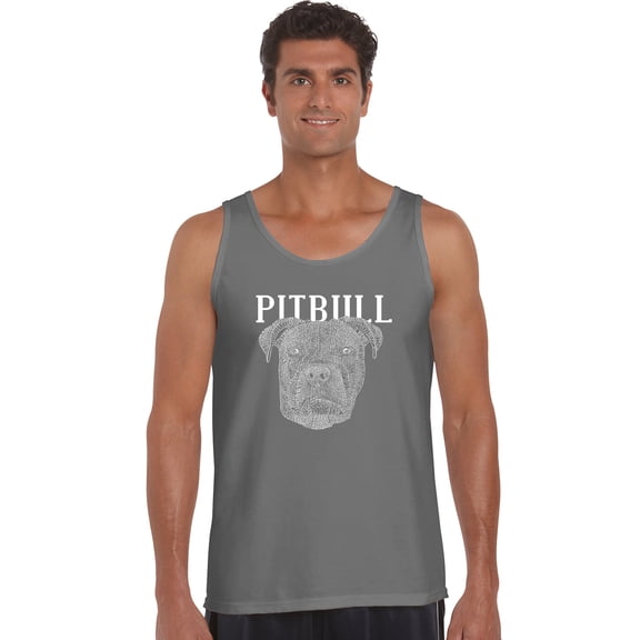 LA Pop Art Men's Word Art Tank Top - Pitbull Face