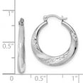 thumbnail image 2 of White Sterling Silver Earring Hoop Women'S 21 mm Rhodium-Plated Diamond-Cut Scalloped Earrings, 2 of 2