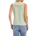 thumbnail image 3 of Sleeveless Button Down Shirt for Women Peter Pan Collar Casual Tank Tops for Work Classic Blouses S Green, 3 of 5