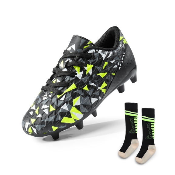 DREAM PAIRS Boys Girls Soccer Cleats Youth Firm Groud Football Shoes with Socks for Little/Big Kids