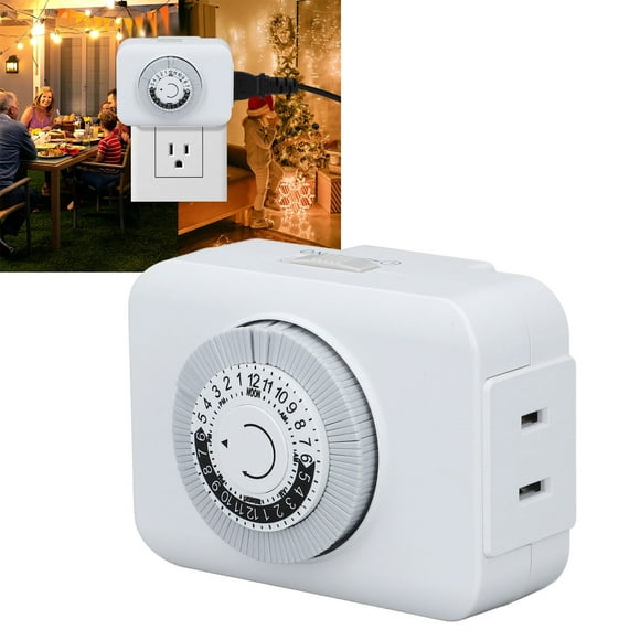 2 Prong Timer Switch, Auto Power Off Plug in Timer Socket 15Min-24H for Light Fan Fish Tank