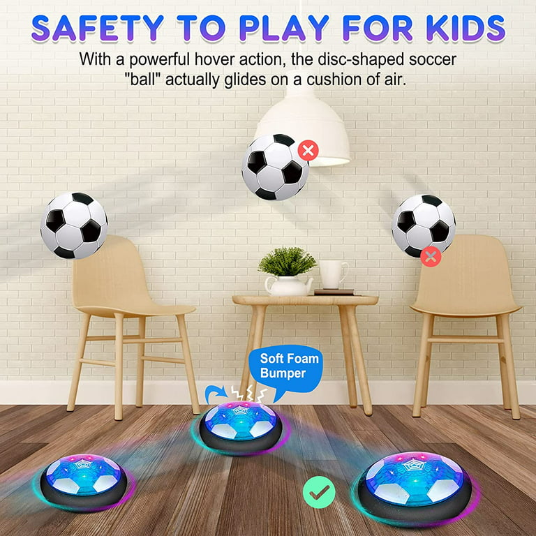 BETTERLINE Air Power Soccer Football Hover Disc Toy with Foam Bumpers and  Light-Up LED Lights, Kids Sports Ball Game for Indoor & Outdoor Play, Gift