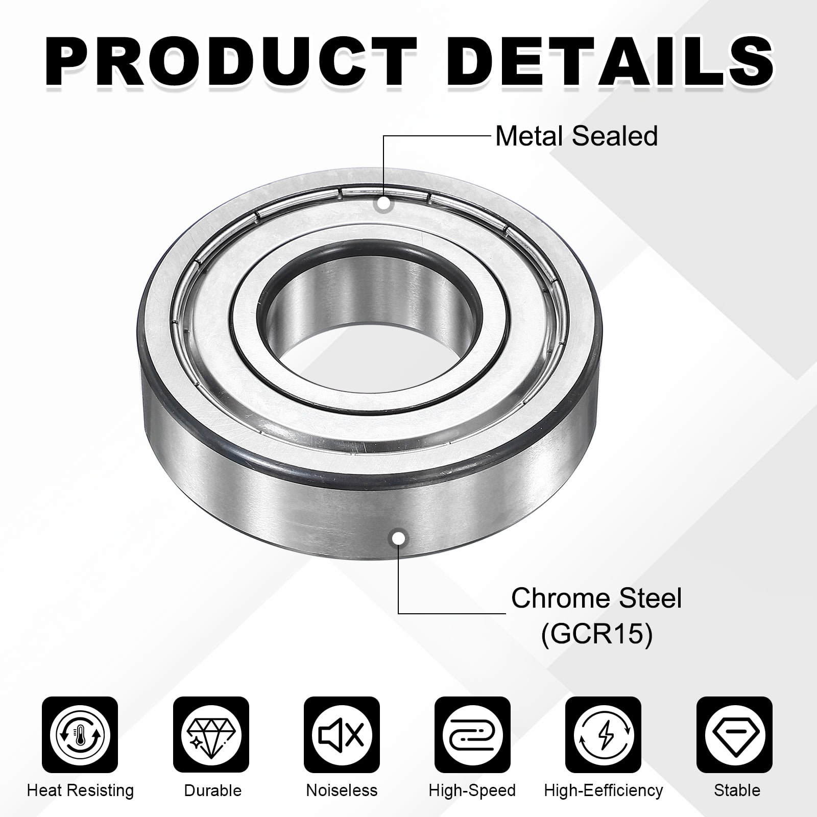 Uxcell 1Pcs 6306ZZ Deep Groove Ball Bearings, 30x72x19 mm High Speed Double Metal Shielded Bearing Pre-Lubricated