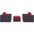 thumbnail image 3 of Afuera Living 3-Piece Aluminum and Rattan Patio Sofa Set in Red/Espresso, 3 of 6