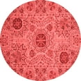 thumbnail image 1 of Ahgly Company Machine Washable Indoor Round Abstract Red Modern Area Rugs, 4' Round, 1 of 4