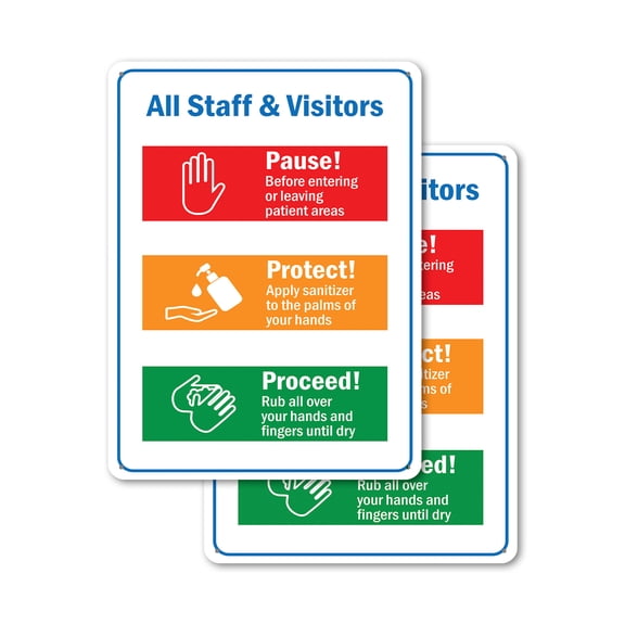 (2 Pack) All Staff & Visitors OSHA Notice Sign 7 Inch X 10 Inch Plastic Sign, Weather Resistant, UV Protected for Workplace, Business, and Construction Site, Made in the USA