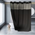 thumbnail image 1 of Nvzi Cortina de ducha negra sin ganchos con forro a presión, tejido gofrado para baño, 180 cm de ancho x 182 cm de alto, 1 of 5