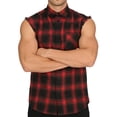 thumbnail image 4 of Mens Sleeveless Button Down Shirt Summer Casual Classic Plaid Tank Top Fashion Beach Shirts with Chest Pocket, 4 of 6