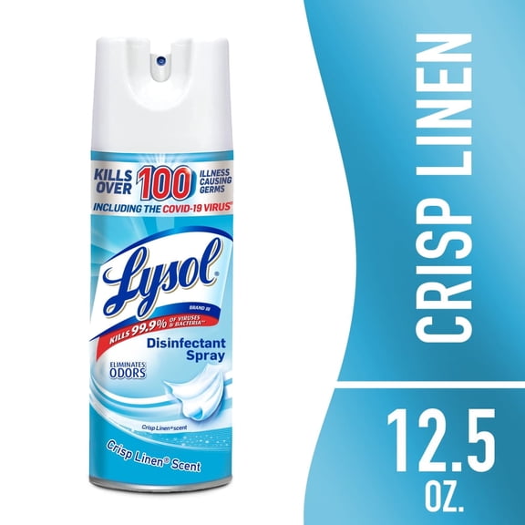 Pack of 4 Lysol Disinfectant Spray, Sanitizing  Antibacterial Spray, Crisp Linen, 12.5 oz, 12.5 oz (packaging may vary)
