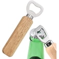 thumbnail image 1 of abridor de botellas de cerveza de madera, abridor de botellas de acero inoxidable con la mano, abridor de botellas de cerveza personalizado para el hogar, la cocina y la barra, regalo 2 piezas, 1 of 5