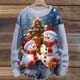 thumbnail image 2 of Rbaofujie Chandails d'Automne pour Femmes Décontracté Imprimé de Noël Col Rond Manches Longues Pull Tricoté Rayé Haut Bleu Mode Femmes Chandails à Capuchon & Chandails en Molleton, 2 of 4