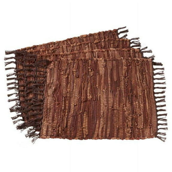 Saro Lifestyle 100% Leather Chindi Design Placemat (Set of 4)