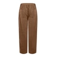 thumbnail image 7 of Women Corduroy Pants Casual Fall Pants Waisted Straight Leg Pants for Women Stretchy Work Trousers with Pockets Brown L, 7 of 7