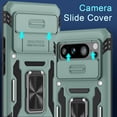 thumbnail image 4 of KOMI Case for Google Pixel 8 Pro with Slide Camera Cover+Screen Protector (1 Pack), Rotated Ring Kickstand Military Grade Shockproof Heavy Duty Protective Cover Green, 4 of 5