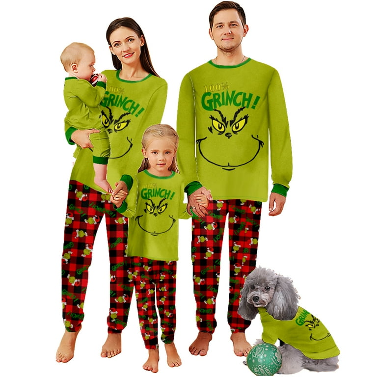 Grinch Dad Mom Kids Pajama Set Merry Christmas Matching Family Pajamas Sleepwear Outfits