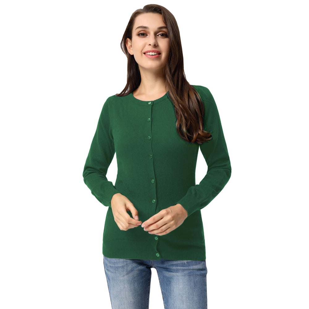 Grace Karin Classic Women's Button Down Crew Neck Sweater Knit