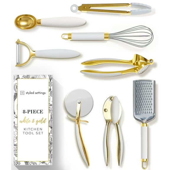 Styled Settings White & Gold Kitchen Tools and Gadgets with Anti-Slip Handles