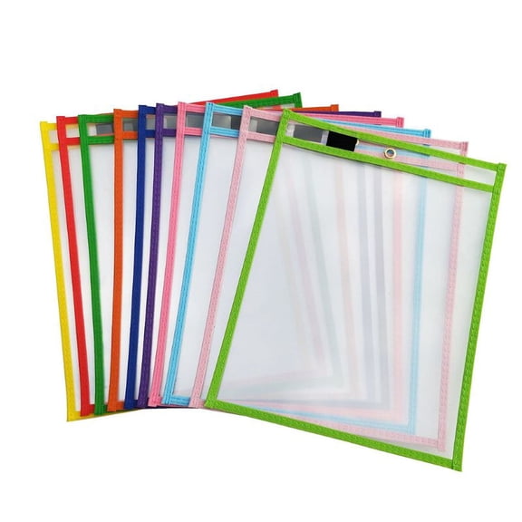 ZUARFY 10Pcs Dry Erase File Folder Document Bag For Reusable Writing And Wiping Bags For Office And School Supplies