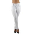 thumbnail image 6 of Fashion2Love Women's Juniors Colombian Design Butt Lift Push Up Mid Waist Boot Leg Jeans, 6 of 9