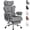 Gray-Fixed Armrest, variant on Simple Deluxe 350lbs Executive Heavy Duty Office Chair for Big & Tall, PU Leather Ergonomic Reclining Desk Chair with Footrest, Pocket Spring Cushion, Black