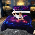 thumbnail image 3 of meiyoeat Neon Flame Winged Dragon Full Size Comforter Sets for Men Women Kids, Mystic Wildlife Bedding Comforter Set, Purple Blue, Black Reversible, 3-Piece, 1 Comforter and 2 Pillowcases, 3 of 6