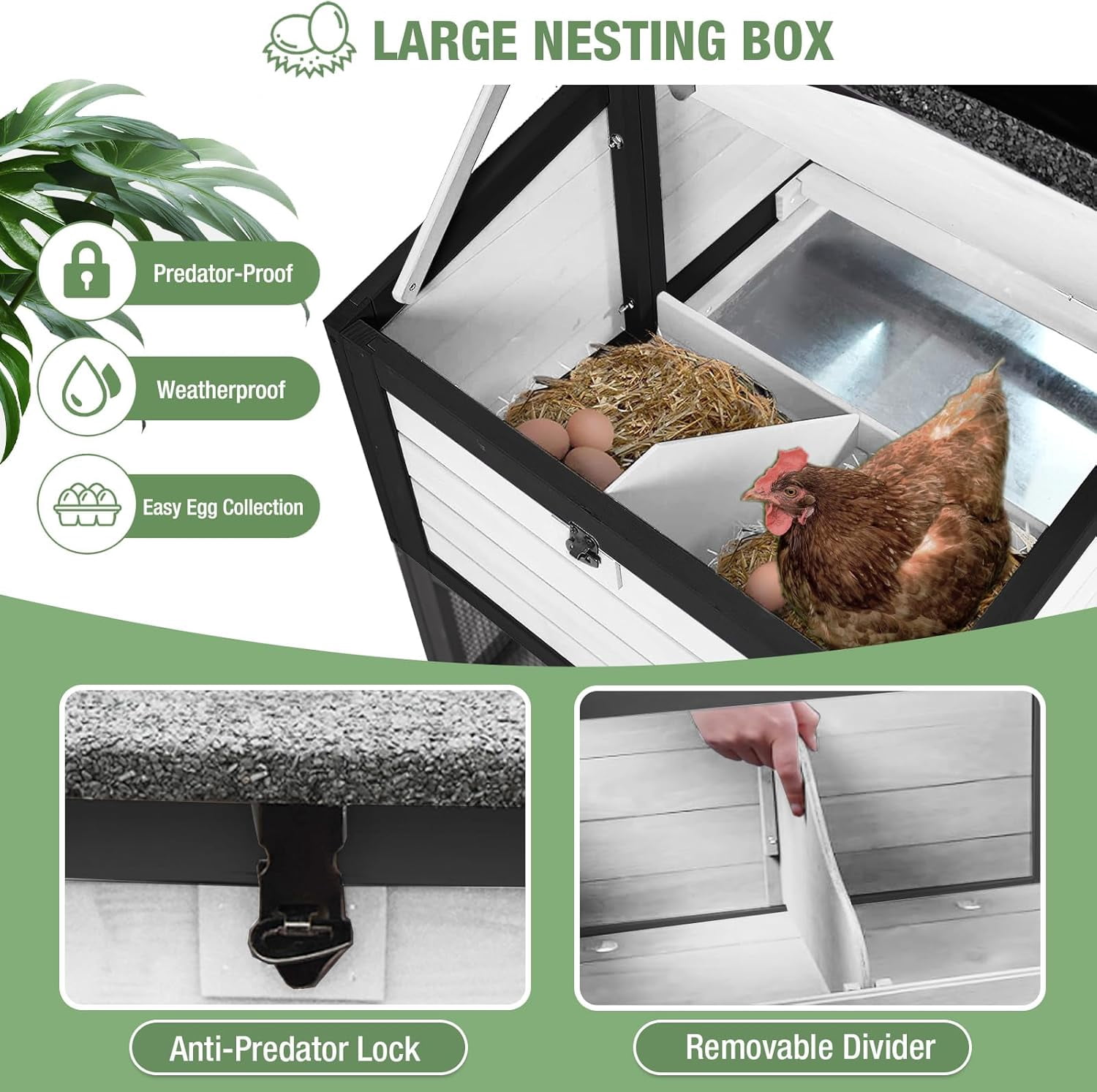 Aivituvin Mobile Chicken Coop with Wheels, 82.4" L Large Outdoor Hen House with Run Nesting Box for 4-6 Chickens, Weatherproof Chicken House Black