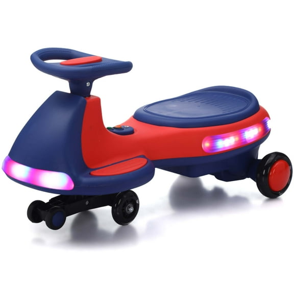 iRerts 12V Electric Wiggle Car for Kids with Pedal, Powered Ride on Toys for Toddlers, 2 in 1 Drifting Swing Car with Bluetooth, Anti-Rollover, Flashing Wheels, for Ages 3  Gifts, Blue Red