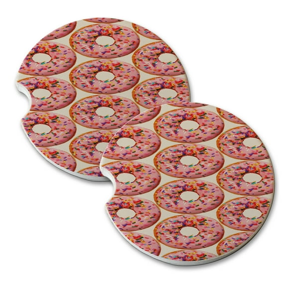 KuzmarK Sandstone Car Drink Coaster (set of 2) - Donuts Doughnuts
