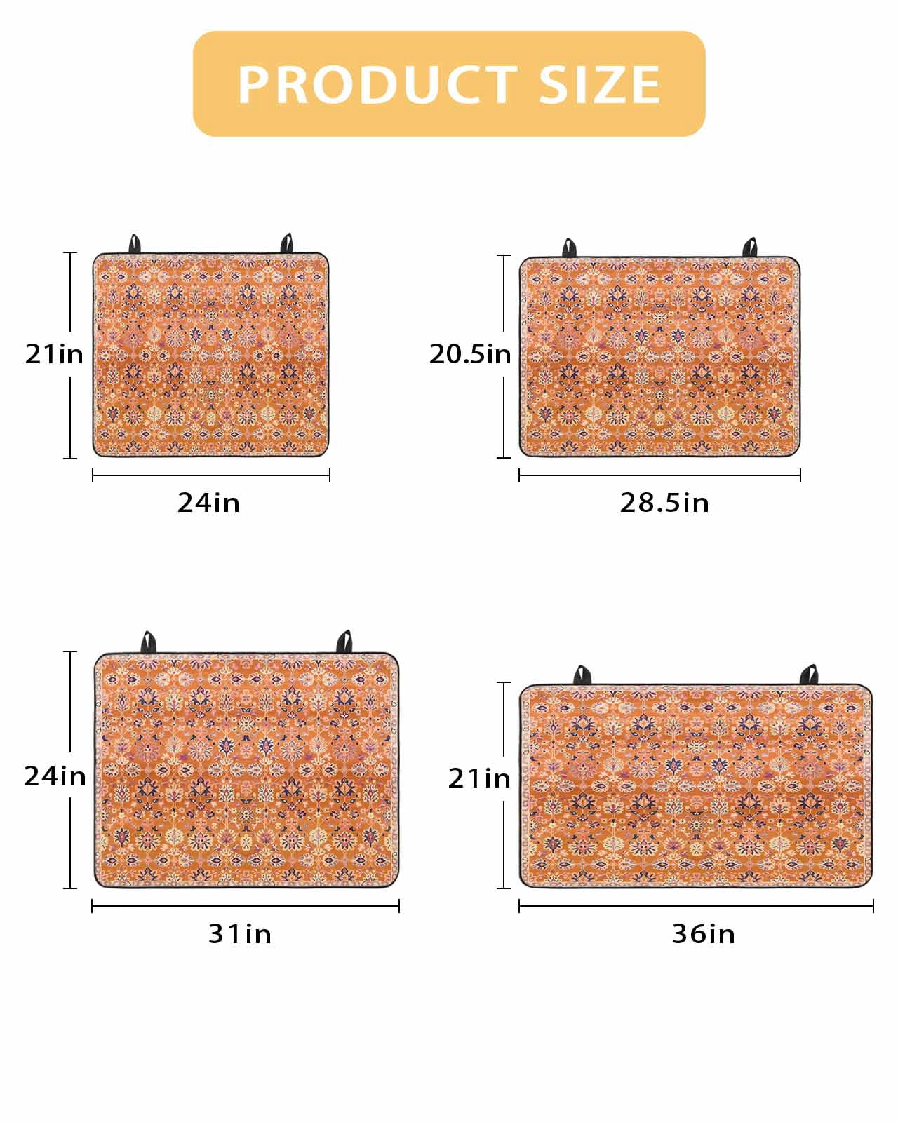 nqOlkjepod Large Induction Cooktop Protector Mat 24"x21", Boho Orange Stove Top Covers for Electric Stove, Country Style Bohemian Floral Retro Tribal Stove Burner Cover Mats, Glass Top Stove Cover