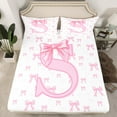 thumbnail image 2 of jejeloiu Letter S Monogrammed Twin Sheet Sets,Kawaii Cute Bowtie Twin Fitted Sheet,Pink Bowknot Ribbon Flat Sheet For Girls,Microfiber Room Decorative,3-Piece, 2 of 7