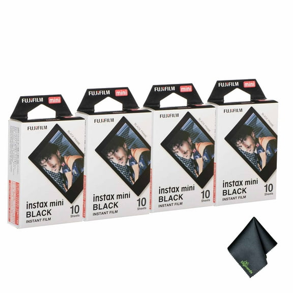 FUJIFILM INSTAX MINI Black Instant Film (40 Exposures)   Microfiber Cleaning Cloth