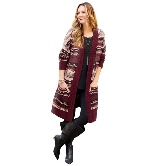 Catherines Women's Plus Size Classic Fair Isle Coatigan