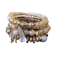 thumbnail image 2 of yuksok Boho Multilayer Bead Bracelet Stretch Bangle Unique Charm Beaded Bracelets Khaki, 2 of 9
