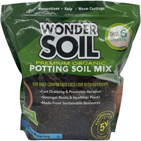 WONDER SOIL Organic Potting Soil | Ready to Coco Coir Fully Loaded with Nutrients | 3 LBS Bag Expands to 12 Quarts of Indoor Outdoor Soil for Gardens & | Incl Worm Castings, Perlite