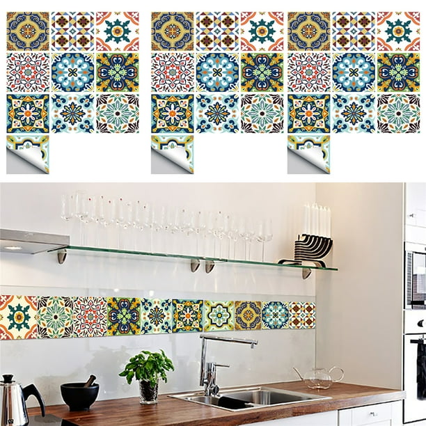 UKAP 10PC Pack Art Peel and Stick Wall Sticky Backsplash Vinyl