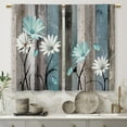thumbnail image 6 of Teal Farmhouse Daisy Kitchen Curtains Wooden Flower Small Short Cafe Window Curtains Rustic Floral Butterfly Country Bathroom Drapes Treatment Tier Curtains 2 Panels (27.5x39 Inch), 6 of 8