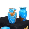 thumbnail image 4 of Keepsake Urns Small for Human Ashes Set of 4 | Mini Funeral Cremation Pot with Velvet Box | Cremated Remains Storage Container & Box (Ocean Blue Tides), 4 of 4