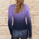 thumbnail image 3 of Gibobby Blusas Termicas Dama Camiseta ajustada para mujer, camiseta de manga larga con agujeros a rayas y cuello en U, camiseta abotonada, blusa informal Sexy（Morado， S), 3 of 5
