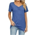 thumbnail image 1 of Timegard Hauts pour Femmes Manches Courtes Col en V Froncé Blouse Confortable Tunique Décontractée à Porter avec des Leggings, 1 of 6