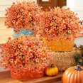 thumbnail image 2 of Orange Artificial Eucalyptus Flowers with Leaves Stems,Autumn Simulation Branches with Flowers,Plants Vines Floral Arrangement Wedding Bouquets Decor, 2 of 8