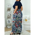 thumbnail image 2 of Mengpipi Womens Plus Size Floral Maxi Dress Short Sleeve High Waist Summer Casual Dress with Pockets M-5XL, 2 of 7