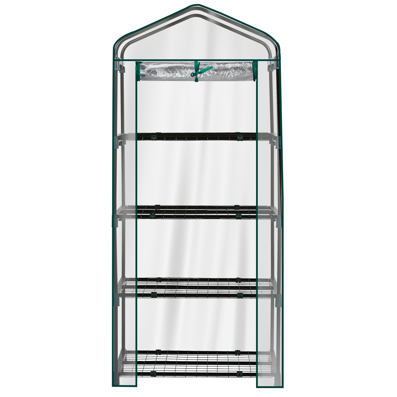 4-Tier Mini Greenhouse 27×19×62 in, Portable Plant Green House with PVC Cover, Roll-Up Zipper Door, Powder-Coated Steel Frame for Indoor Outdoor Patio Balcony