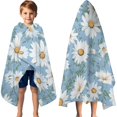 thumbnail image 3 of Lightblue Daisy Flower Green Leaves Pattern Hooded Bath Towel，60"x35" for Ages 3 To 12 Kids, Quick Dry Lightweight Soft Microfiber Hood Beach Towel Cover Up for Kids, 3 of 7