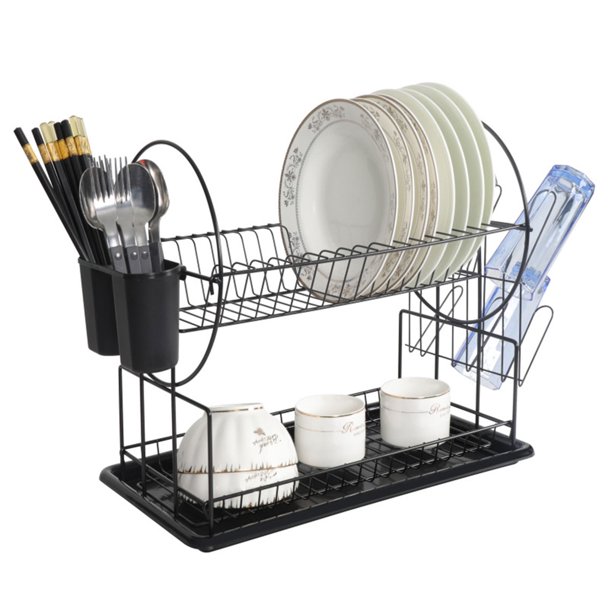 Uptyia 2Tier Dish Drying Rack with a Large Capacity for Kitchen