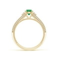 thumbnail image 2 of ANGARA Natural Vintage Inspired Round Emerald & Diamond Three Stone Ring in 14K Yellow Gold for Women (Size-5mm) | May Birthstone, Birthday, Anniversary, Jewelry Gift for Women | Natural Emerald Ring, 2 of 9