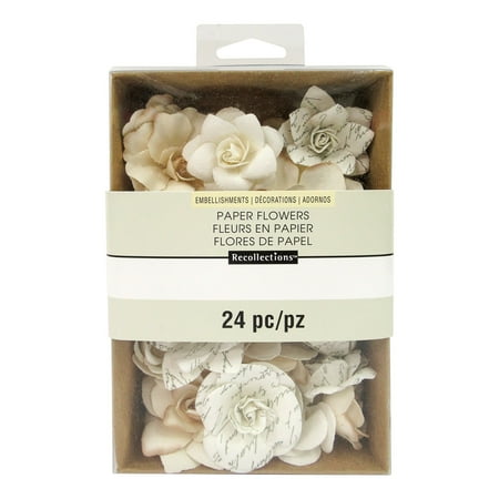 UPC: 0886946839795 | White Mulberry Printed Paper Flower Embellishments by Recollections™