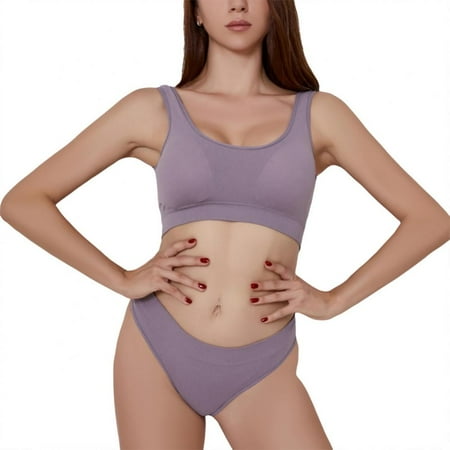 

Women Seamless Bra Underwear Set Sexy Lingerie Crop Tank Top+Ribbed Thong Sets Fitness Active Sports Brassiere Sets